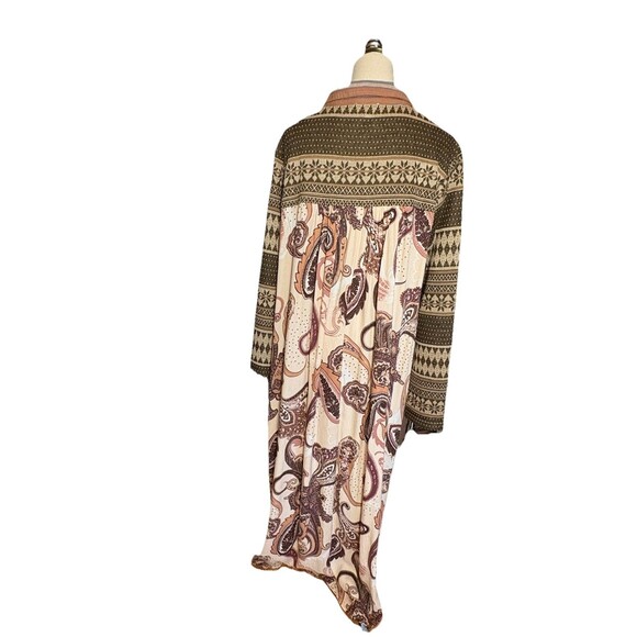 Oddy Shirt Dress 3x Button Down Sweater Sleeves Boho Nordic Isle Striped - Picture 6 of 10